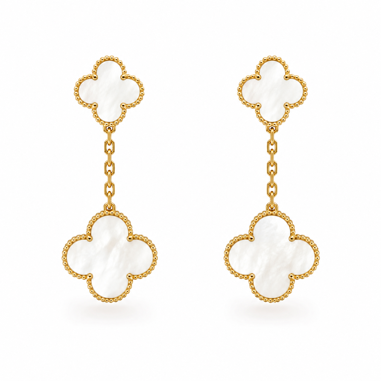 Mother Of Pearl Clover Drop Earrings