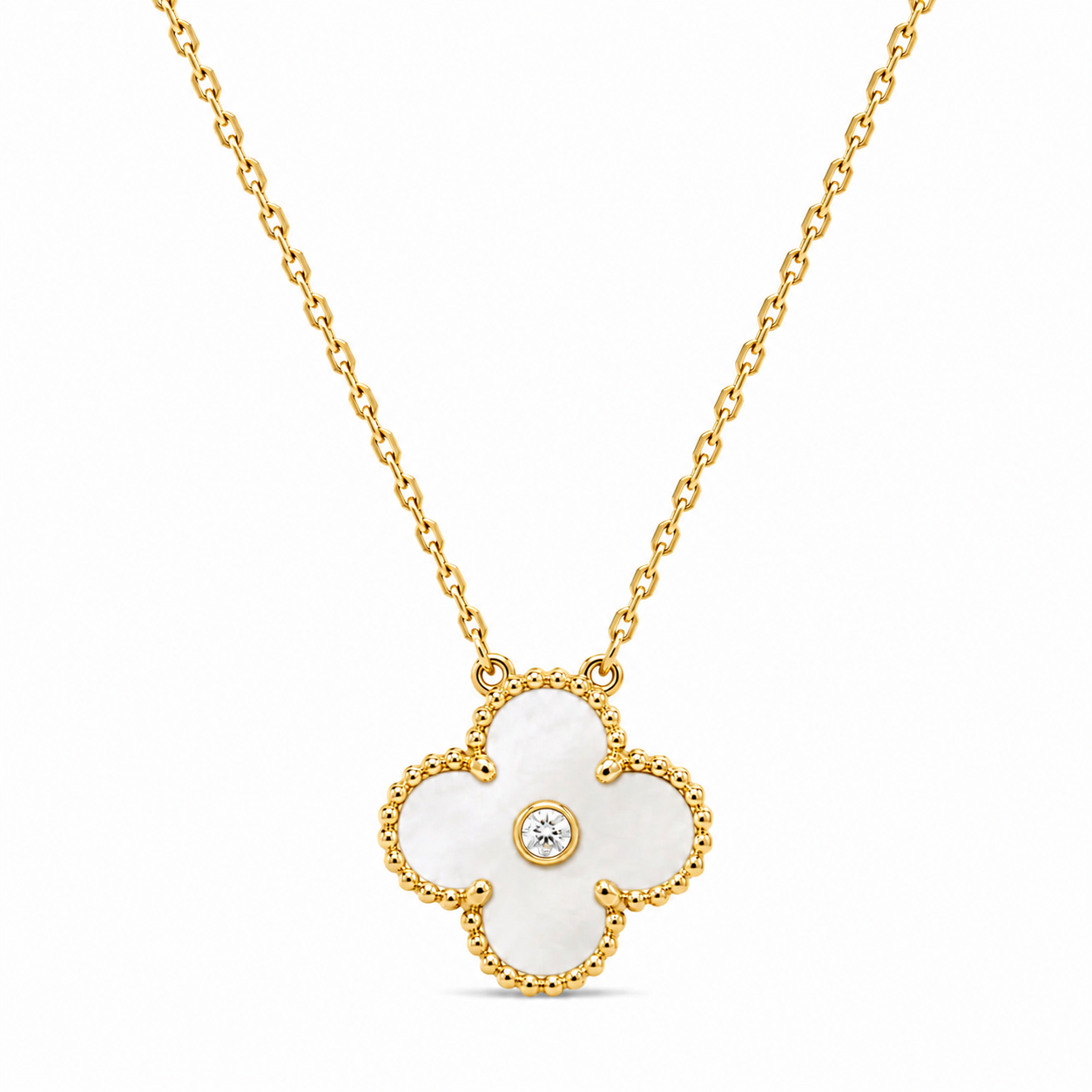 Mother Of Pearl Clover Necklace
