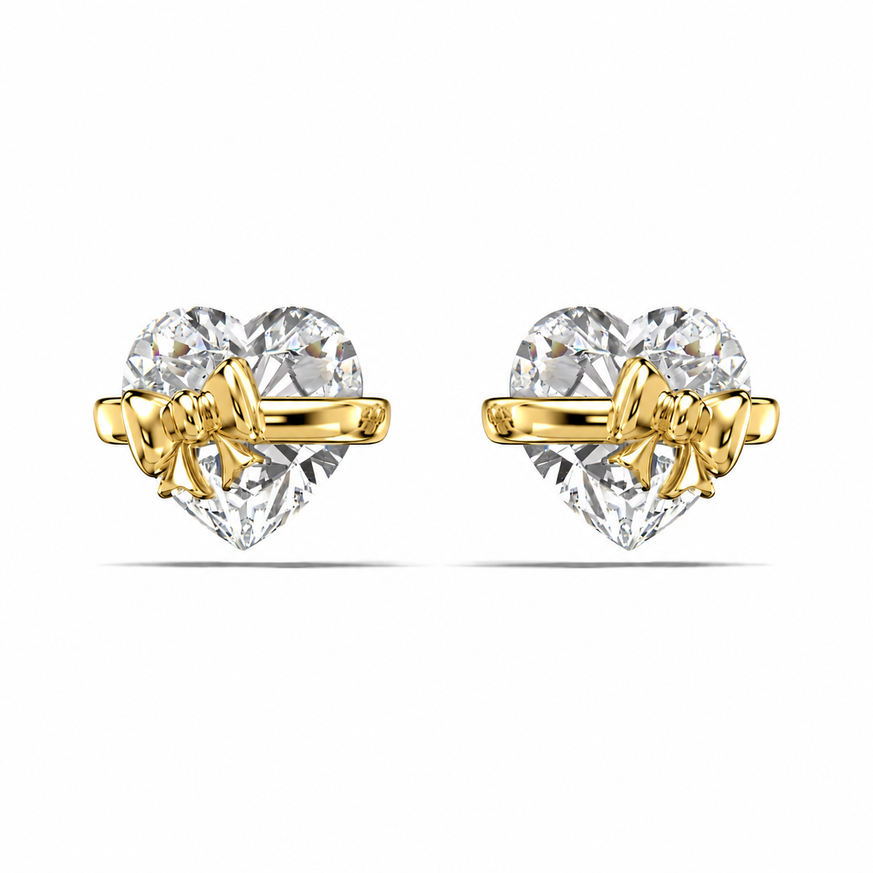 Gold Bow Heart Earrings