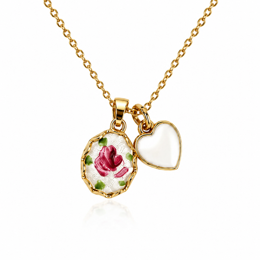 Rosebud Heart Necklace