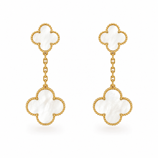 Mother Of Pearl Clover Drop Earrings
