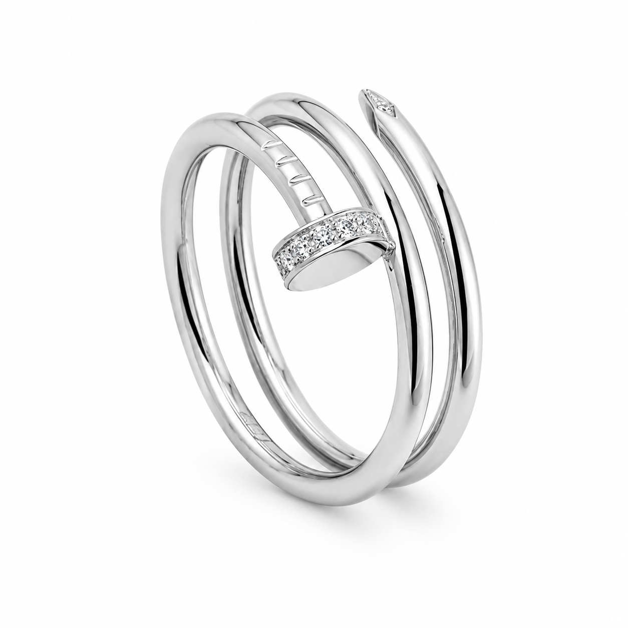 Aurora Spiral Nail Half Diamante Ring
