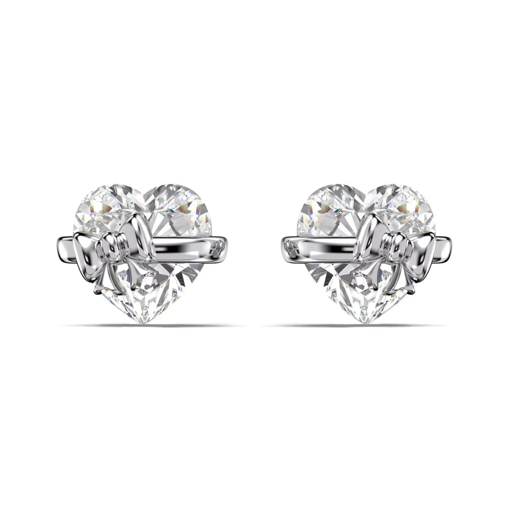 Silver Bow Heart Earrings