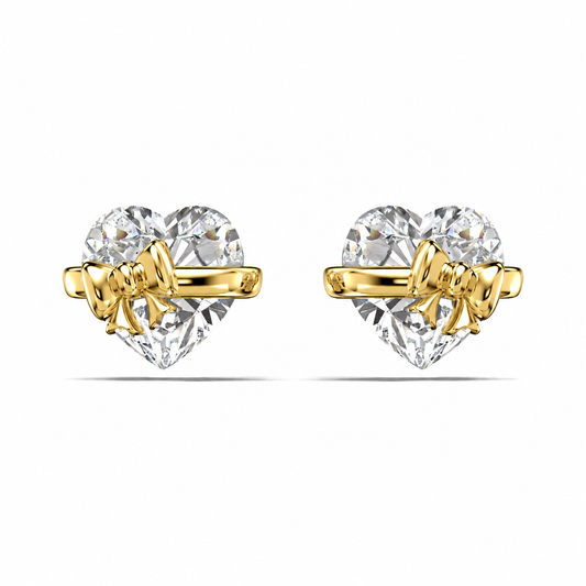Gold Bow Heart Earrings